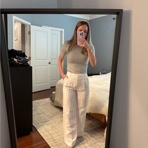 Aritzia White Linen Effortless Pants